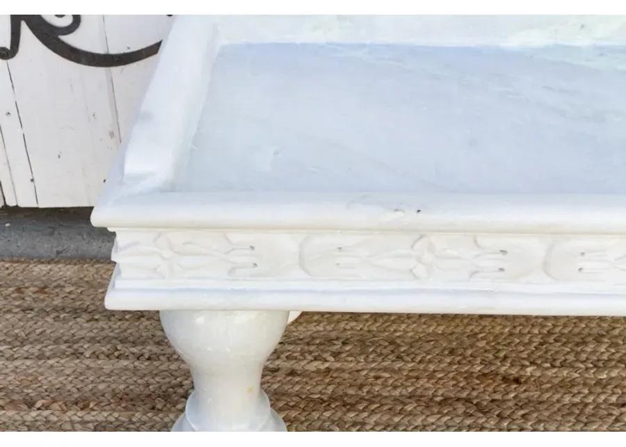 Handcarved Marble Trough Coffee Table - de-cor - White