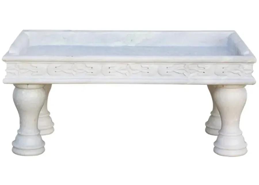 Handcarved Marble Trough Coffee Table - de-cor - White