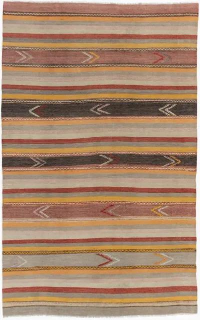 Rose Turkish Kilim Area Rug - 5'4"x8'9" - green - green