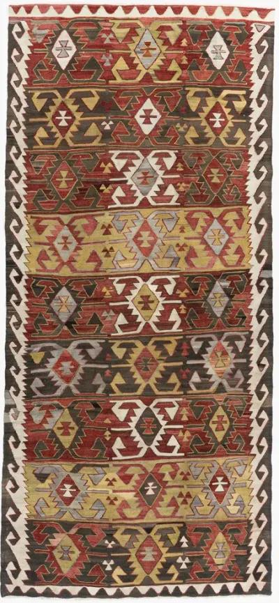 Cinnamon Turkish Kilim Rug - 4'3"x9'5" - Red - Red