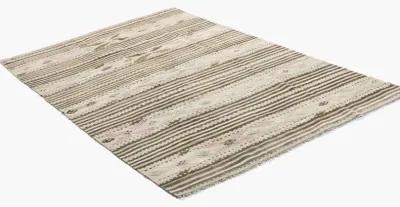 Beige Turkish Kilim Area Rug - 4'3"x7'2" - beige