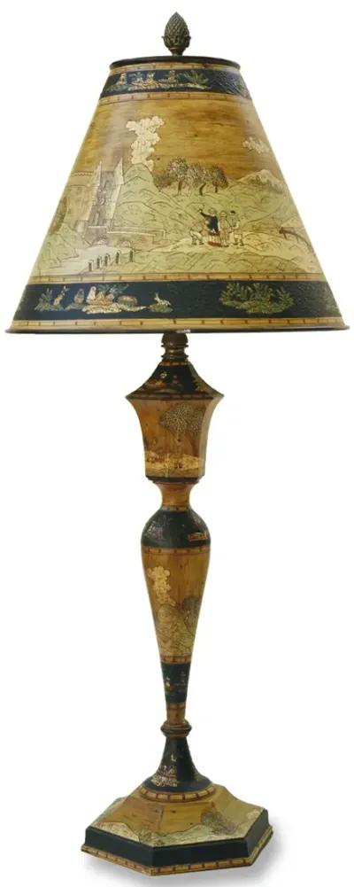 Hand painted Folk Art Lamp - Fleur de Lex Antiques