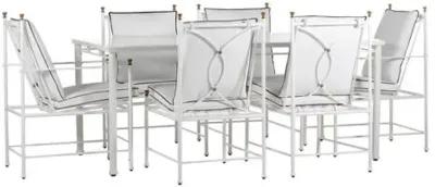 Frances White 7-Pc Rectangular Dining Set - White/Black Welt