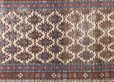 1920s Persian Heriz Runner - 3'1"x14' - Nalbandian - blue