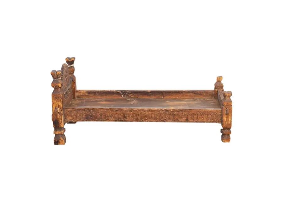 Rare Swat Valley Carved Bed - de-cor - Brown