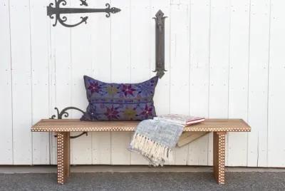 Reconstructed Old Wood Inlaid Bench - de-cor - Brown