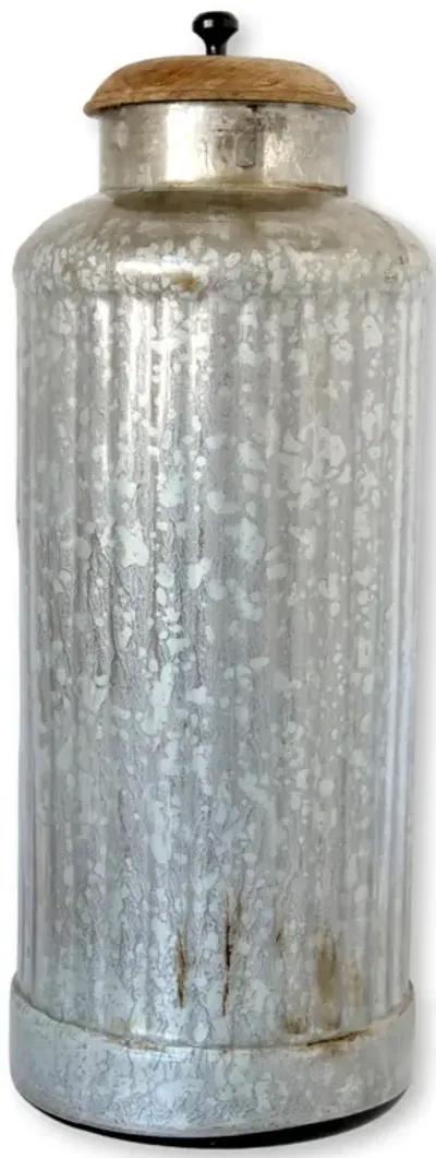 Large Mercury Glass Holiday Canister - New England Mercantile - Silver