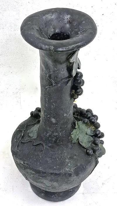 Black Grape & Vine Chalkware Urn Vase - Vermilion Designs