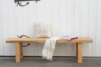 Rustic Bleached Wood Farmhouse Bench - de-cor - Brown