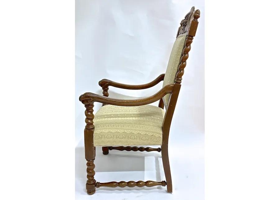 Antique Barley Twist & Gargoyle Armchair - Vermilion Designs - Brown