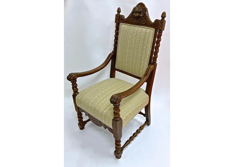 Antique Barley Twist & Gargoyle Armchair - Vermilion Designs - Brown