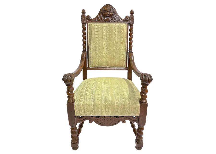 Antique Barley Twist & Gargoyle Armchair - Vermilion Designs - Brown