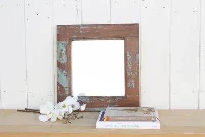 Old Teak Architectural Framed Mirror - de-cor - brown