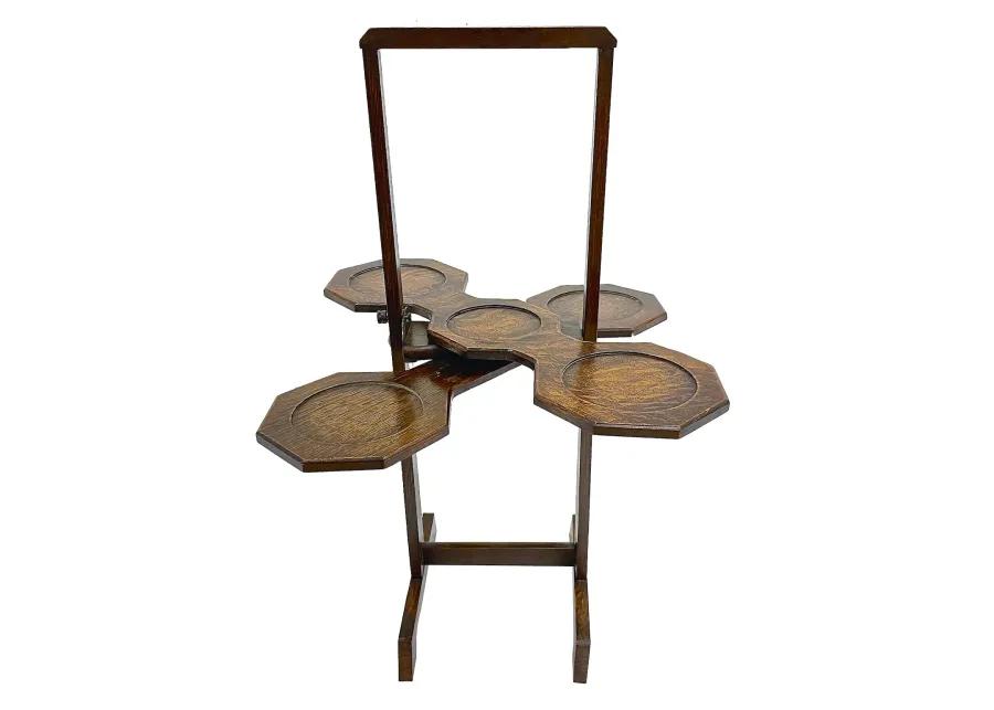 Antique Folding & Adjustable Plant Stand - Vermilion Designs - Brown