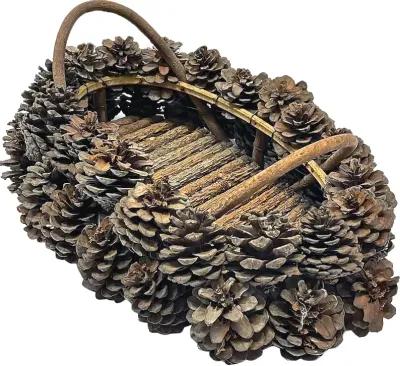 Vintage Pine Cone Basket - Vermilion Designs - Brown