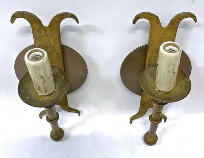 Antique Bronze Spike Style Wall Sconces -Vermilion Designs - Gold