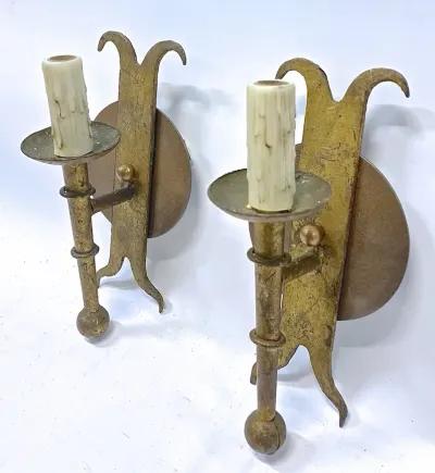 Antique Bronze Spike Style Wall Sconces -Vermilion Designs - Gold