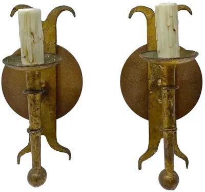 Antique Bronze Spike Style Wall Sconces -Vermilion Designs - Gold