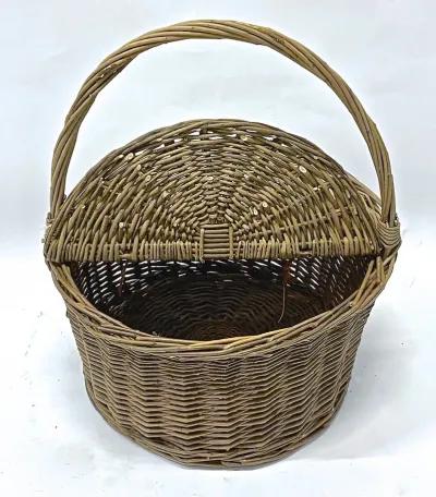 Double Lidded Carrying Basket - Vermilion Designs - Brown