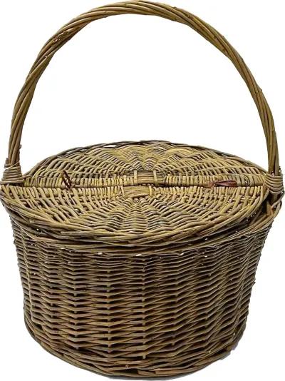 Double Lidded Carrying Basket - Vermilion Designs - Brown