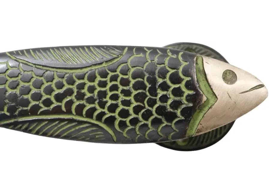 Green Brass Fish Handles - a Pair - Interesting Things