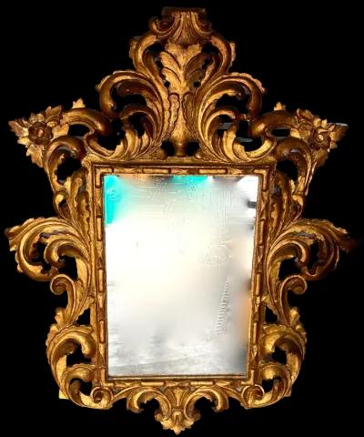 1960s Italian Goldleaf Handcarved Mirror - Ballyhoo