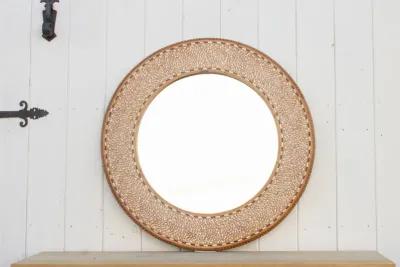 Finely Inlay Anglo Indian Round Mirror - de-cor - Brown