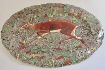 Gien French Faience Deer Platter - The Emporium Ltd. - Brown