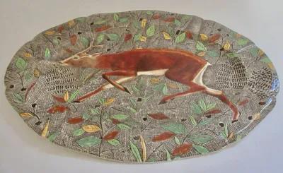 Gien French Faience Deer Platter - The Emporium Ltd. - Brown