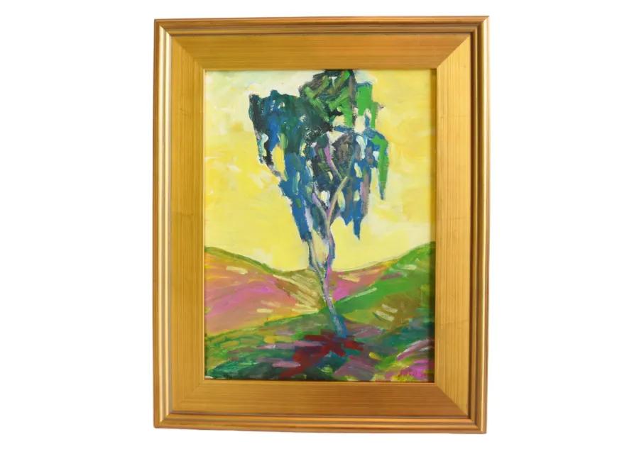 Juan Guzman Tree Landscape Oil Painting - Yellow