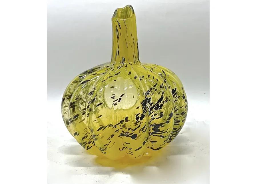 Swirl Glass Pumpkin Votive Holder - Vermilion Designs - Yellow