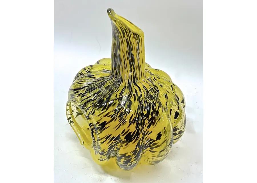 Swirl Glass Pumpkin Votive Holder - Vermilion Designs - Yellow