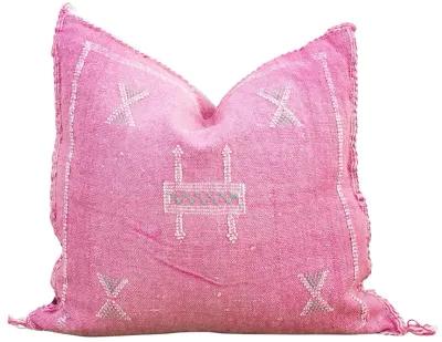 Cerise Moroccan Silk Rug Pillow - de-cor