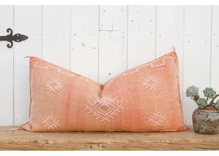 Coral Lumbar Moroccan Silk Rug Pillow - de-cor