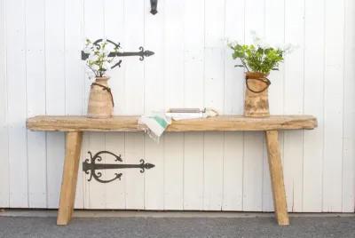 Rustic Long Old Beam Console Table - de-cor - Brown