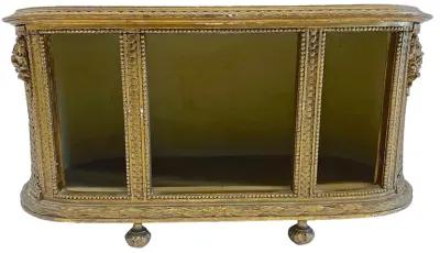 Caned Floral Laurel Leaf Curio Cabinet - Vermilion Designs - Gold