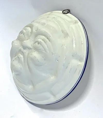 Italian Ceramic Moon Face Wall Sculpture - Vermilion Designs - White