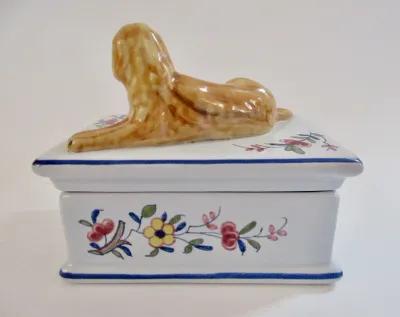 Tiffany & Co. French Faience Dog Box - The Emporium Ltd. - Blue