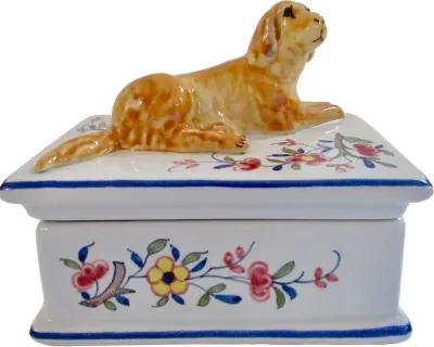 Tiffany & Co. French Faience Dog Box - The Emporium Ltd. - Blue