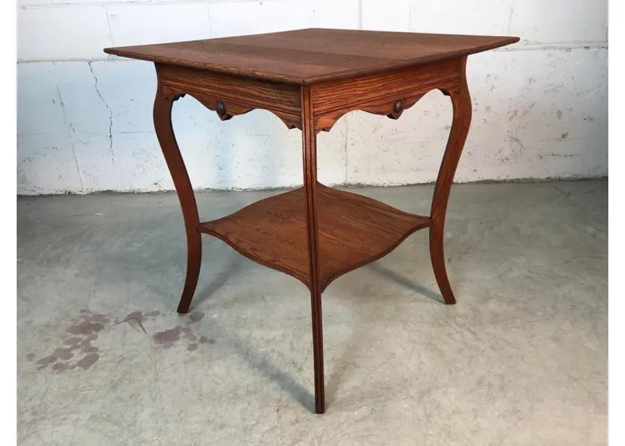 Square Quarter-Sawn Oak Side Table - 2-b-Modern - Brown