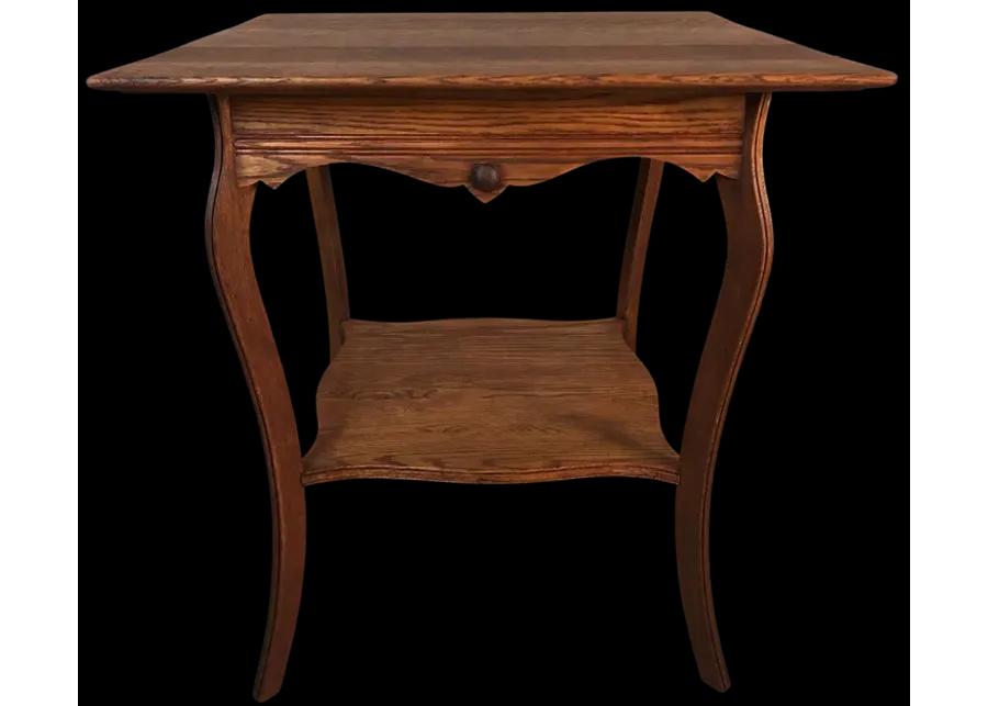 Square Quarter-Sawn Oak Side Table - 2-b-Modern - Brown