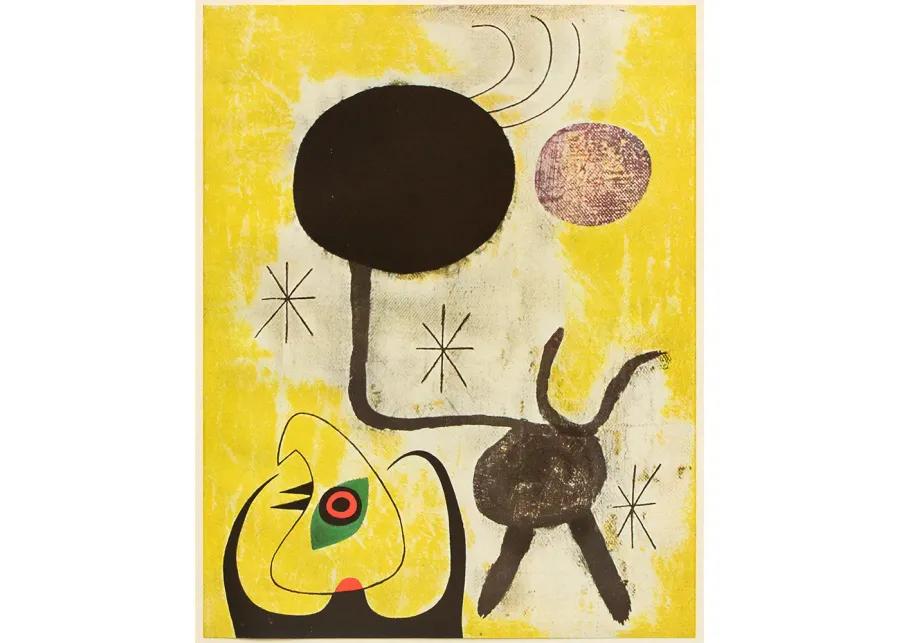 Miró - Woman & Birds in Front of the Sun - Yellow