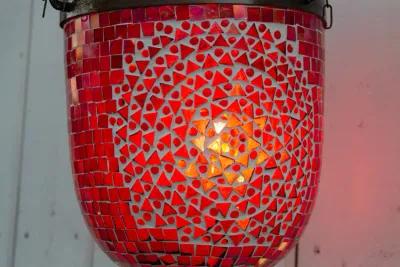 Garnet Pendant Mosaic Lantern - de-cor - Red