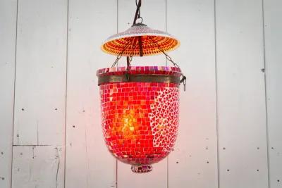 Garnet Pendant Mosaic Lantern - de-cor - Red