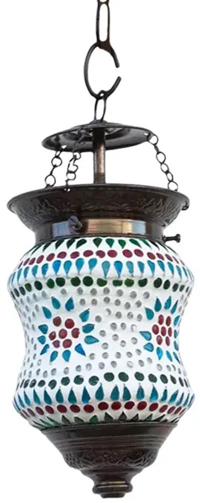 Small Geometric Mosaic Lantern - de-cor - White