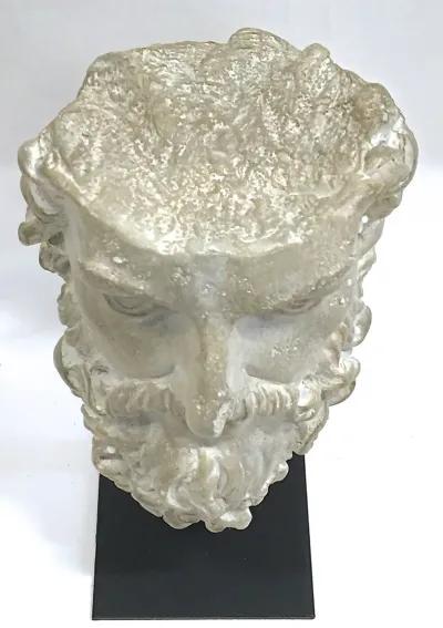 Zeus Bust Sculpture on Stand - Vermilion Designs - Gray