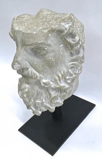 Zeus Bust Sculpture on Stand - Vermilion Designs - Gray