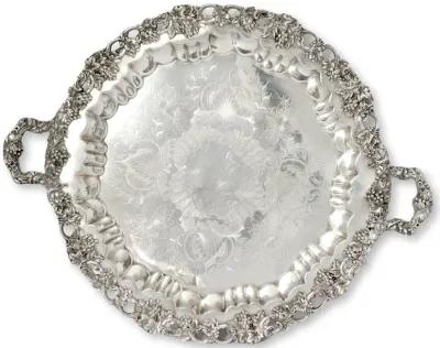 Oversized Silverplate Tray w/Grapevines - Rose Victoria