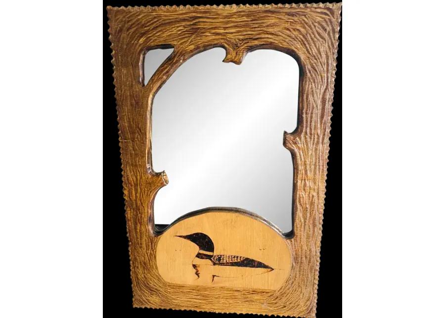 Rustic Lodge Style Bark Wood Wall Mirror - 2-b-Modern