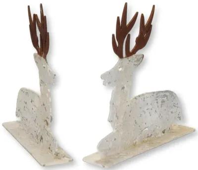 Salvaged Metal Deer - Set of 2 - Rose Victoria - White